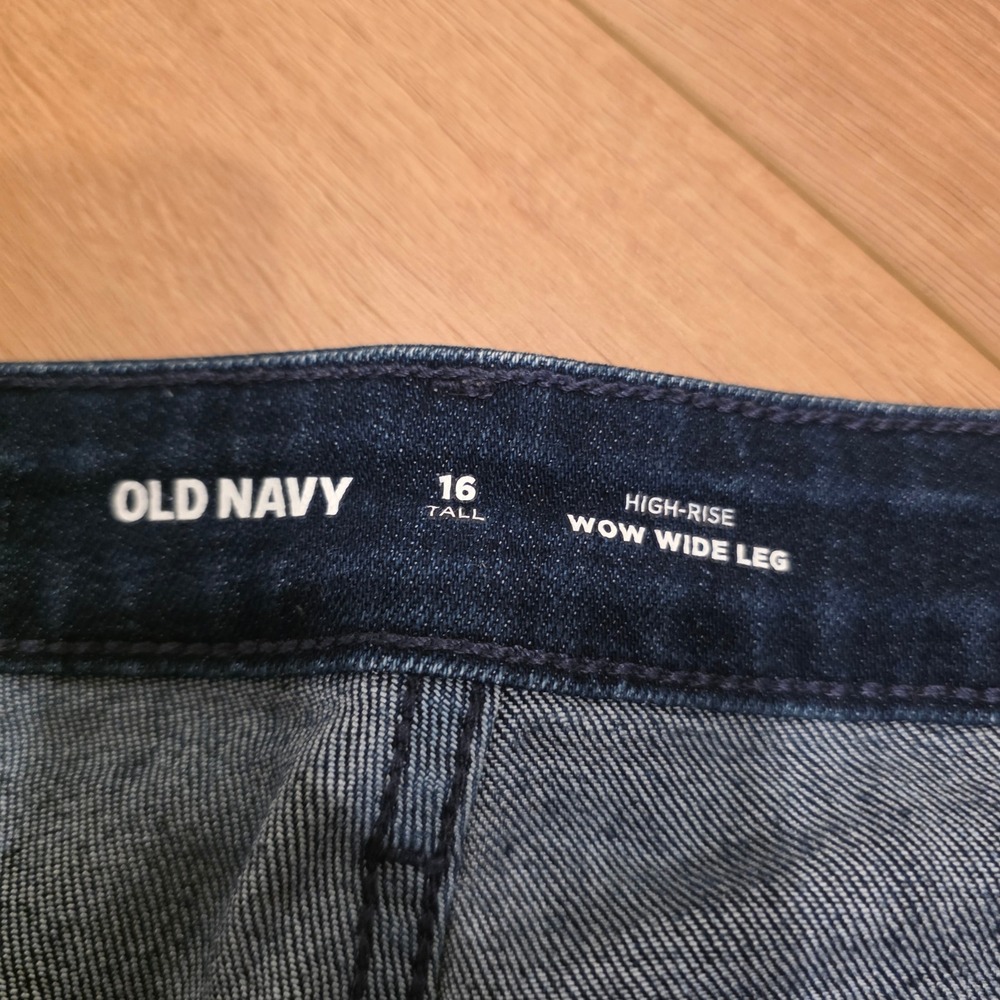 Old Navy Wow Wide Leg Jeans Womens 16 Tall Dark Wash High Rise Denim Tall Girl - Picture 2 of 9